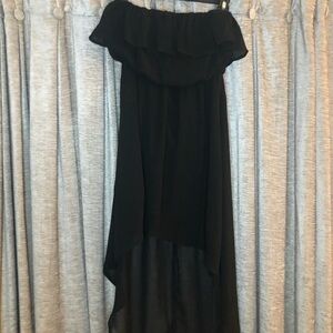 Forever 21 Black Strapless Ruffle High Low Dress